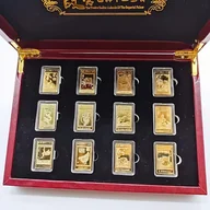 Inne - TEMU Zestaw dwunastu złotych komemoratywnych zodiakalnych, idealny na urodziny, rocznice i prezenty świąteczne - miniaturka - grafika 1