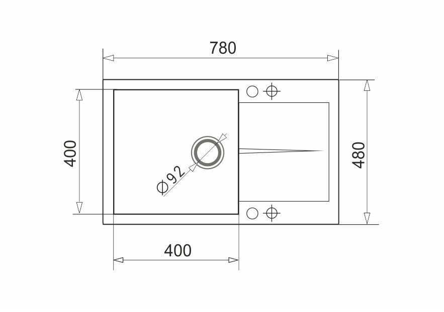 Pyramis Zlew. KEROS 76x48 1B 1D biały