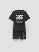 Piżamy chłopięce - Reserved - Bawełniana piżama SmileyWorld - czarny - miniaturka - grafika 1