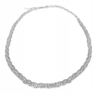 Naszyjniki - Srebrny naszyjnik 925 połączone warkocz błyszczące łańcuszki 50 cm - miniaturka - grafika 1