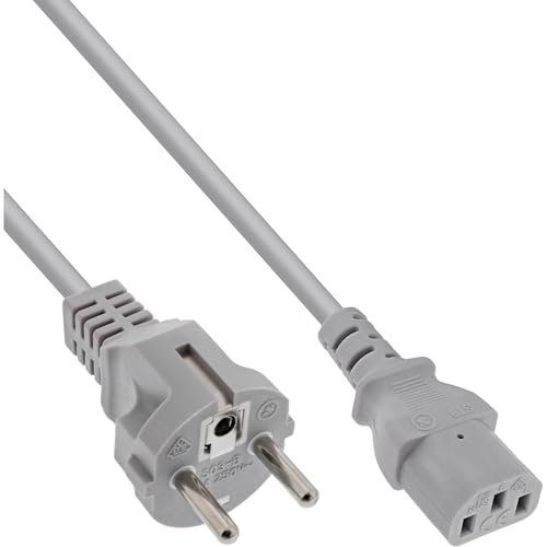 InLine 16647D kabel sieciowy, zestyk ochronny prosty na wtyku IEC C13, 5 m, szary