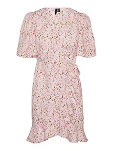 VERO MODA Damska sukienka VMEMMA Henna 2/4, krótka sukienka WVN GA, Parfait Pink/AOP: Mille Flower, L, Parfait Pink/Aop: mille Flower, L - Sukienki - miniaturka - grafika 1