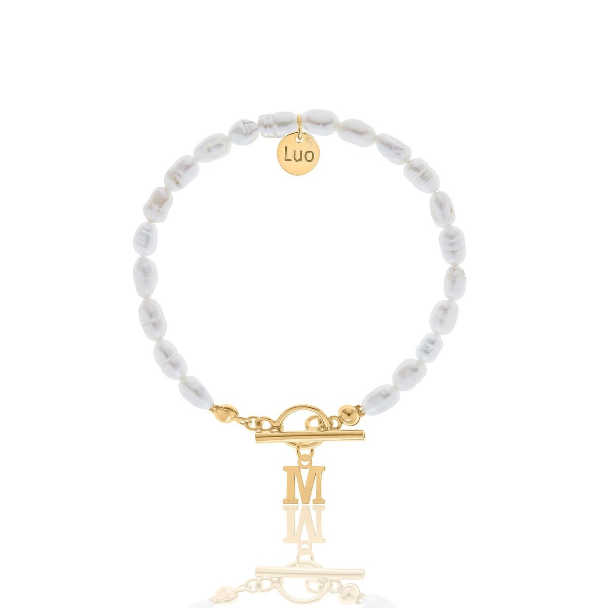 Bransoletka Z Naturalnych Pereł Z Ozdobnym Zapięciem I Literką F