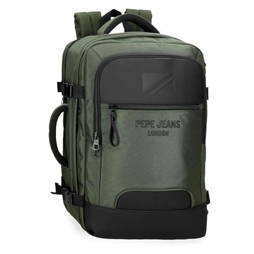 Pepe Jeans Bromley, plecaki, plecaki kabinowe, torby na ramię Joumma Bags, poliester, różne rozmiary, czarny, zielony, czerwony, szary, poliester., Zielony, Talla única, plecak do samolotu