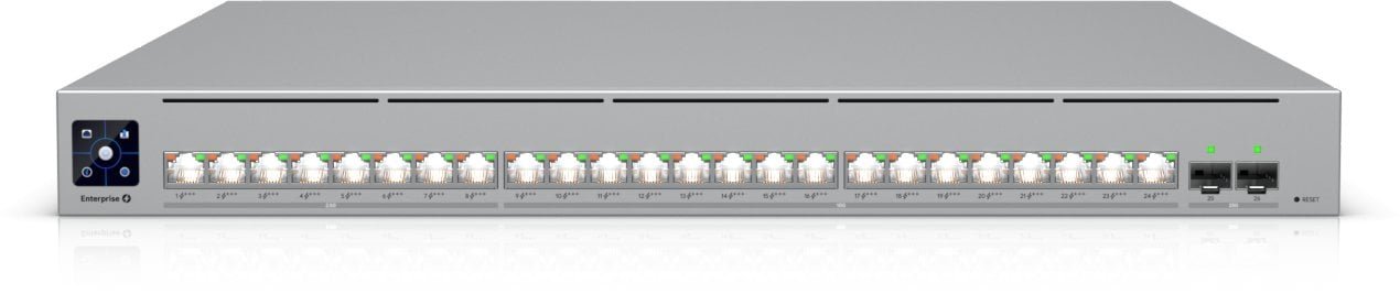 Ubiquiti network switch ECS-24-PoE-EU Enterprise-grade 24-port, Layer 3 Etherlighting PoE+++ switch with high-capacity 10 GbE RJ45 and 25G SFP28 connections for high availability system design, 16 10 GbE, 8 2.5 GbE ports, all PoE+++ 90W capable, null