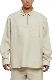 Koszule męskie - Urban Classics Cotton Len Half Zip Shirt Męska Koszula, Softseagrass, L - grafika 1