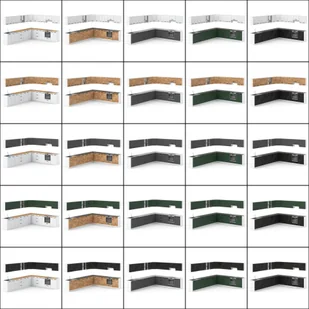Kuchnia Nowoczesna Narożna Modułowa Blat 6.8m Biała Wotan Butelkowa Zieleń - Meble kuchenne - miniaturka - grafika 1