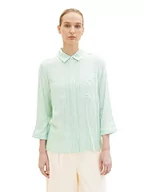 Bluzki damskie - TOM TAILOR Damski Bluzka 1035257, 31202 - Green White Stripe Woven, 32 - miniaturka - grafika 1