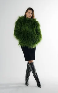 Zielone sztuczne futerko - Kurtki damskie - miniaturka - grafika 1