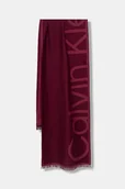 Apaszki i szaliki damskie - Calvin Klein szalik damski kolor bordowy z nadrukiem LV04F8066G - miniaturka - grafika 1