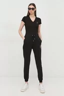 Spodnie damskie - Armani Exchange spodnie dresowe bawełniane damskie kolor czarny z aplikacją - miniaturka - grafika 1