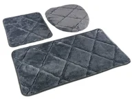 Dywaniki łazienkowe - Dywaniki Łazienkowe Muna Ciemny Szary - Trzyczęściowy-3cz. kpl: Dywanik 45x75+ podkładka 45x35+ nakładka 44x38 cm - miniaturka - grafika 1