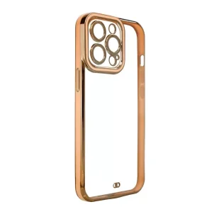 Fashion Case etui do iPhone 12 Pro Max żelowy pokrowiec ze złotą ramką złoty - Etui i futerały do telefonów - miniaturka - grafika 1