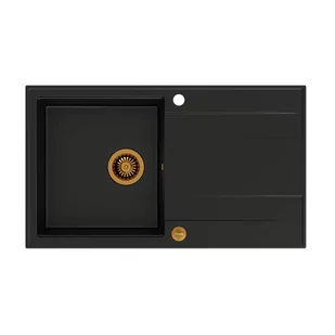 QUADRON Zlewozmywak EVAN 111 czarny, elementy miedziane, k.pneum. HCQE8650U7_PVDC1_P2O0 - Zlewozmywaki - miniaturka - grafika 1