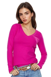 Koszulka damska z długim rękawem z prążkowanej wiskozy Eleonor amarantowa 3XL - Koszulki i topy damskie Koszulka damska z długim rękawem z prążkowanej wiskozy Eleonor amarantowa 3XL - Koszulki i topy damskie - miniaturka - grafika 1