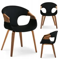 Krzesła - Designerskie Krzesło Do Jadalni Gięte Drewno Welur Ażur Kora Orzech Czarny - miniaturka - grafika 1