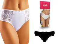 Majtki damskie - Asti Koronkowe Figi Bawełna Emili czarny 2XL - miniaturka - grafika 1