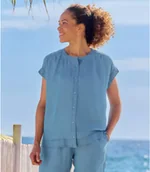 Bluzki damskie - Lejąca bluzka w stylu jeansowym Kobieta Atlas For Men - Kolor : Niebieski - Rozmiar : 36/38 - miniaturka - grafika 1