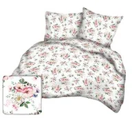 Pościel - Karo Pościel z kory 140x200 78b biała kwiat jabłoni listki zielone - miniaturka - grafika 1