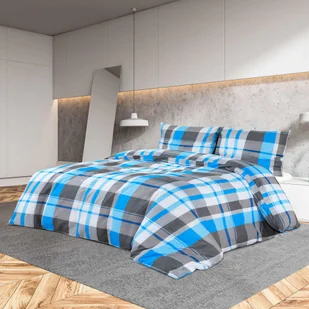 vidaXL Zestaw pościeli, niebiesko-szary, 200x220 cm, bawełna - Pościel - miniaturka - grafika 1