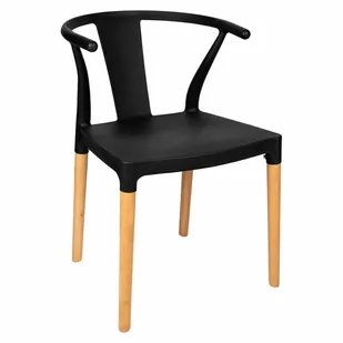 King Home Krzesło WISHBONE czarne - polipropylen, drewn KH010100220 - Krzesła - miniaturka - grafika 1