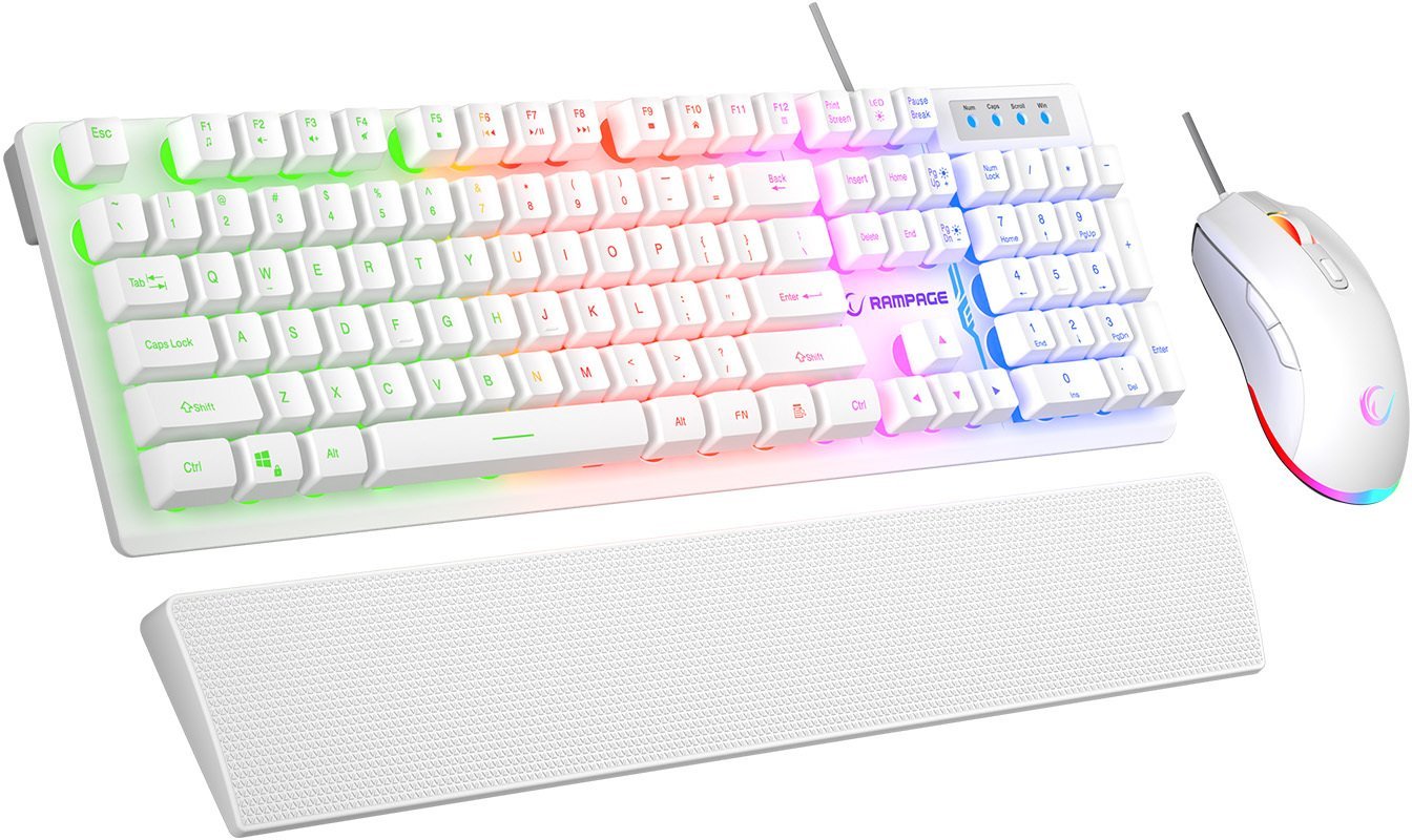 Rampage Fortuna Zestaw gamingowy klawiatura z podkładką i mysz biały KM-RX7WHITE