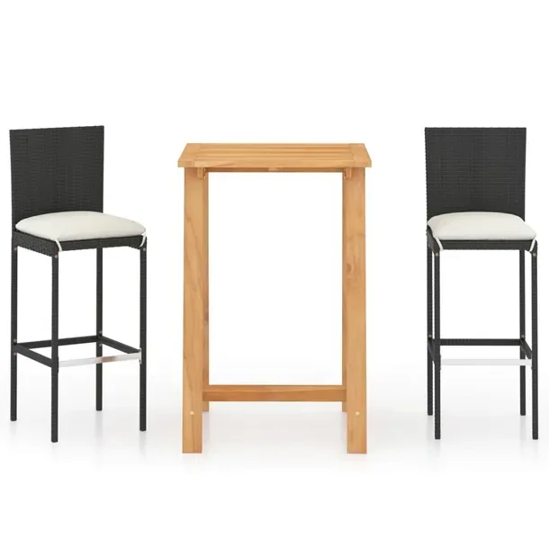 Elegancki zestaw mebli barowych - stół 70x70x104 cm, krzesło czarne, pod