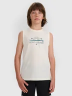 Koszulki dla chłopców - 4F Tank top regular z nadrukiem chłopięcy - biały 122 (6-7 lat) - miniaturka - grafika 1