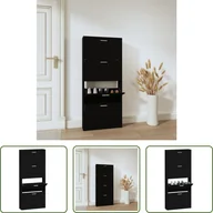 Szafki na buty - The Living Store Szafka na buty czarna 59x17x150 cm Materiał drewnopochodny - miniaturka - grafika 1