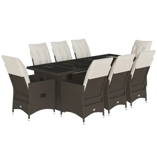 Zestaw bistro ogrodowy brązowy z 8 krzesłami i stołem 240x90x75 cm