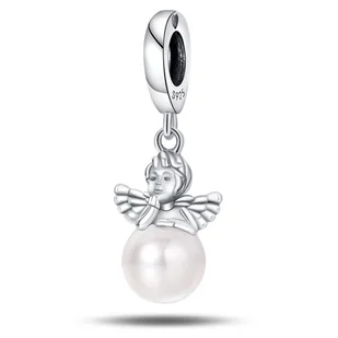 Zawieszka Charms SREBRO 925 Koralik do PANDORA Aniołek i Perła - Wisiorki - miniaturka - grafika 1