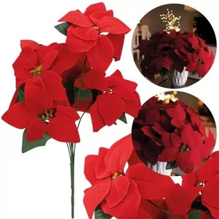 Bukiet Sztuczne kwiaty GWIAZDA BETLEJEMSKA Poinsencja - Ozdoby bożonarodzeniowe - miniaturka - grafika 1
