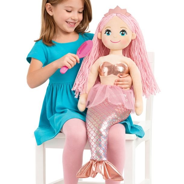 SYRENKA 80 CM DUŻA Maskotka Pluszowa XL Przytulanka z Włosami do Czesania