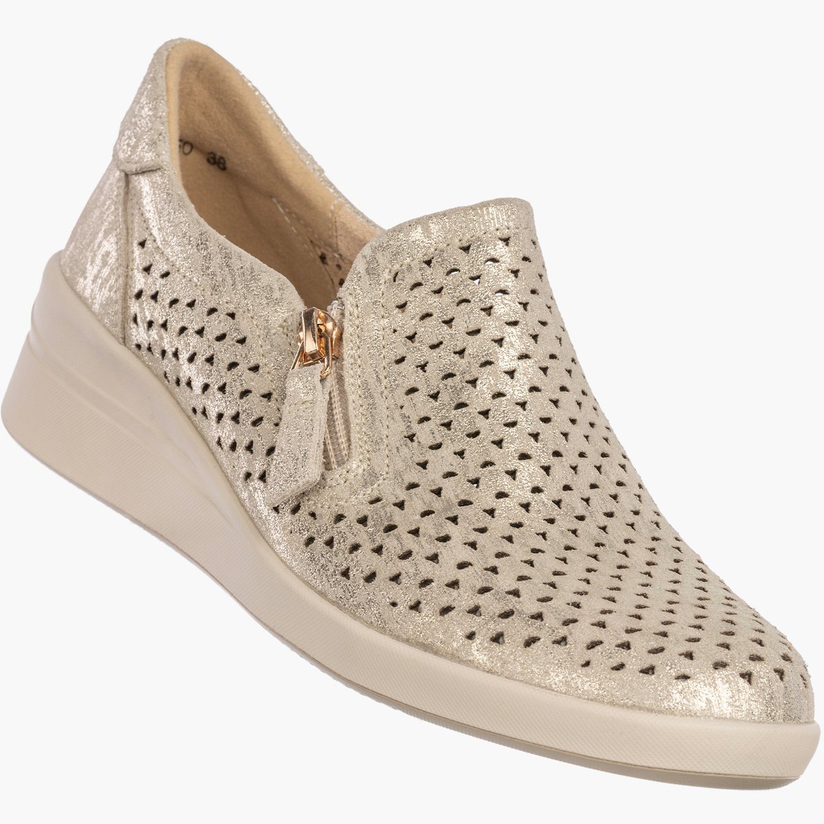 Półbuty Damskie Skórzane Buty Ażurowe Wsuwane Lekkie Złote Filippo DP6210 41