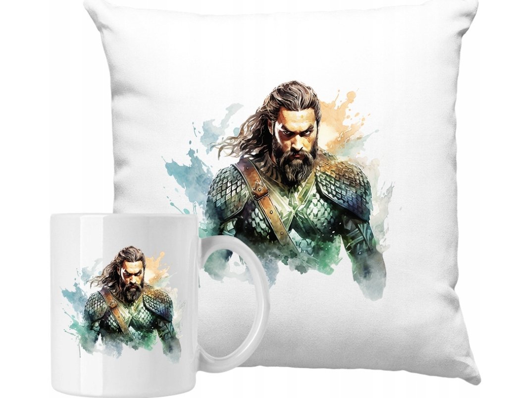 ZESTAW PODUSZKA + KUBEK Aquaman Pomysł na Prezent +IMIĘ