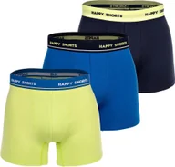 Majtki męskie - Bokserki męskie Happy Shorts, 3-pak - koszulka retro, logo w pasie niebieski/zielony M - miniaturka - grafika 1