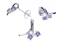 Zestawy biżuterii dla kobiet - Lovrin Srebrny komplet 925 z fioletowymi cyrkoniami 2,41g ALCYR0511SETA - miniaturka - grafika 1