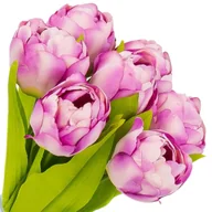 Sztuczne kwiaty - [w04322] Bukiet tulipanów pełnych 7 kwiatów lawendowy cieniowany 39cm - miniaturka - grafika 1