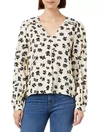 Koszulki i topy damskie - VERO MODA Women's VMPICA L/S V-Neck WVN BTQ Top, Whitecap Gray/AOP:PICA, M, Biała czapka szara/Aop: pica, M - miniaturka - grafika 1