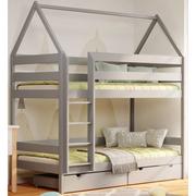Łóżka dla dzieci i młodzieży - Szare dziecięce piętrowe łóżko domek 2-osobowe z szufladą - Zuzu 4X 190x80 cm - miniaturka - grafika 1