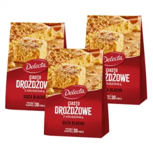 Delecta Duża blacha ciasto drożdżowe Zestaw 3 x 600 g - Dodatki do ciast w proszku - miniaturka - grafika 1