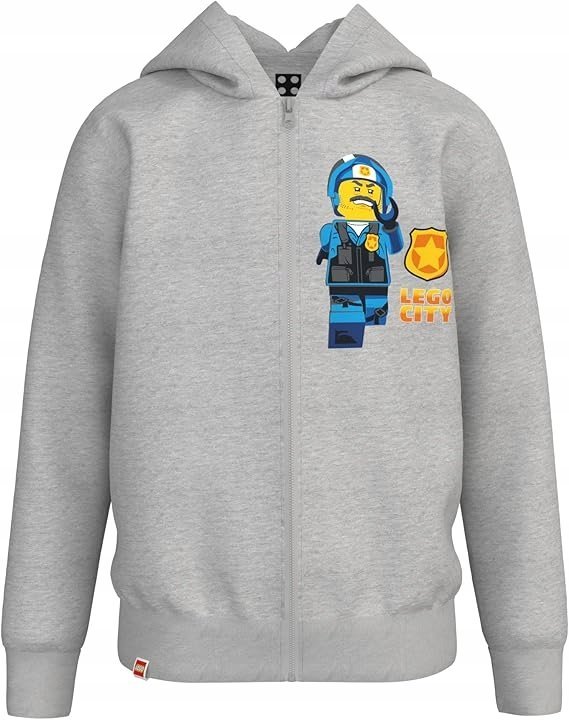 LEGO CITY SZARA BLUZA DZIECIĘCA Z KAPTUREM I NADRUKIEM 92 6FA