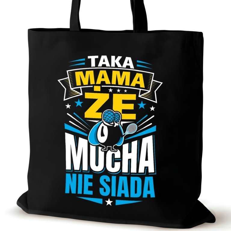 Torba bawełniana czarna dla MAMY na ramię nadrukiem duża biura śmieszna