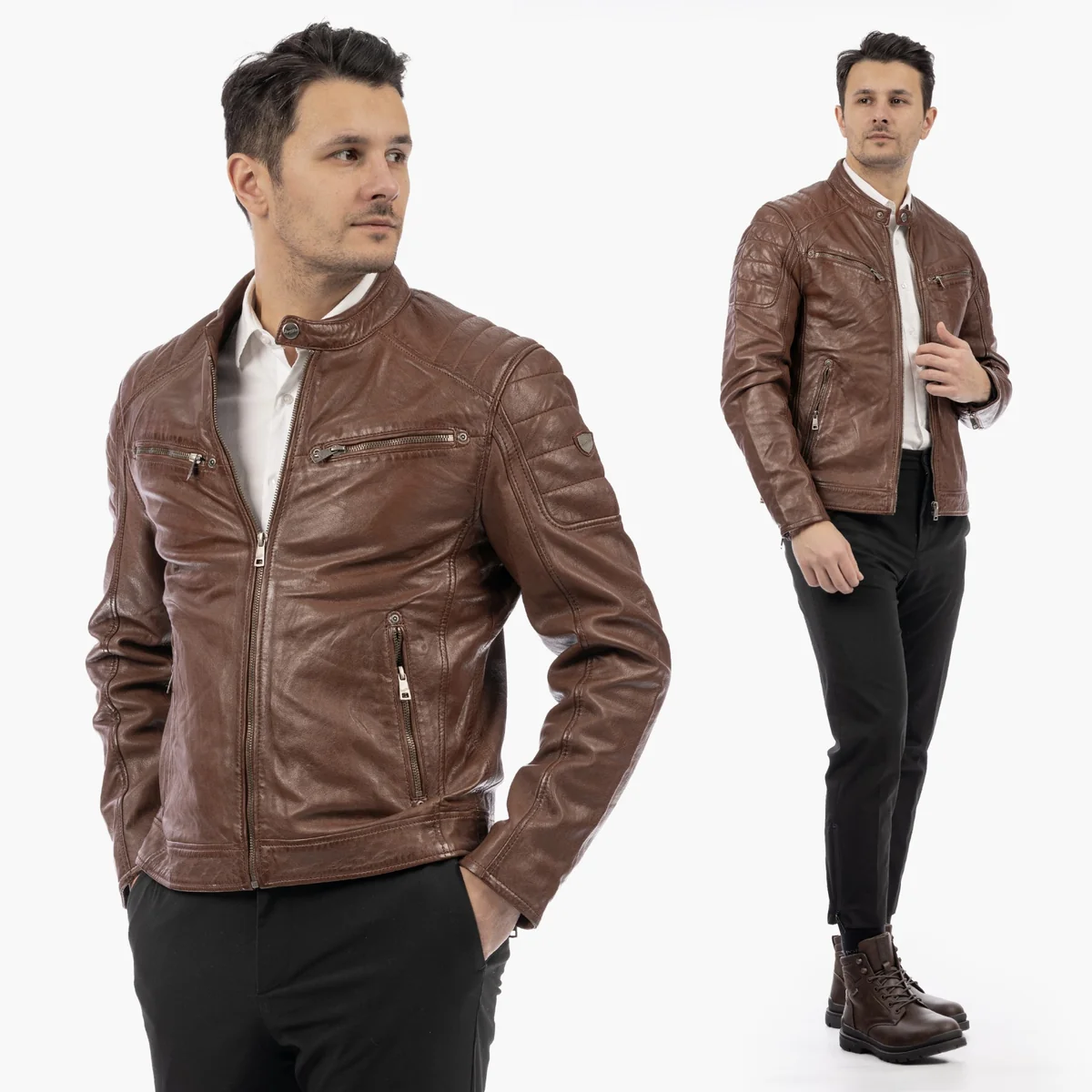 Kurtka Męska Mauritius Pilotka Elegancka Skóra Naturalna Brązowa 4XL