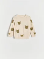 Bluzy i sweterki niemowlęce - Reserved - Wzorzysty sweter - złamana biel - miniaturka - grafika 1