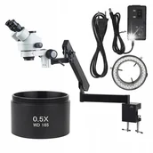 Mikroskopy i lupy - MIKROSKOP TRINOKULAROWY NA WYSIĘGNIKU ZESTAW DO LUTOWANIA + AKCESORIA - miniaturka - grafika 1