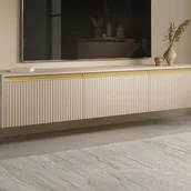 Szafki RTV - Szafka RTV wisząca lub stojąca 3-drzwiowa z MDF - Beżowy i złoty - POSINIA marki Pascal Morabito - miniaturka - grafika 1