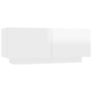 vidaXL Szafka pod TV, wysoki połysk, biała, 100x35x40 cm, płyta wiórowa - Szafki RTV - miniaturka - grafika 1