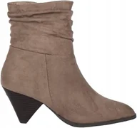 Botki damskie - Chattawak Beżowe Botki z Zamszu z Marszczoną Cholewką 38 J_a - miniaturka - grafika 1