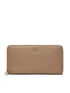 Portfele - Calvin Klein Duży Portfel Damski Ck Daily Large Zip Around_Pbl K60K612850 Brązowy - miniaturka - grafika 1